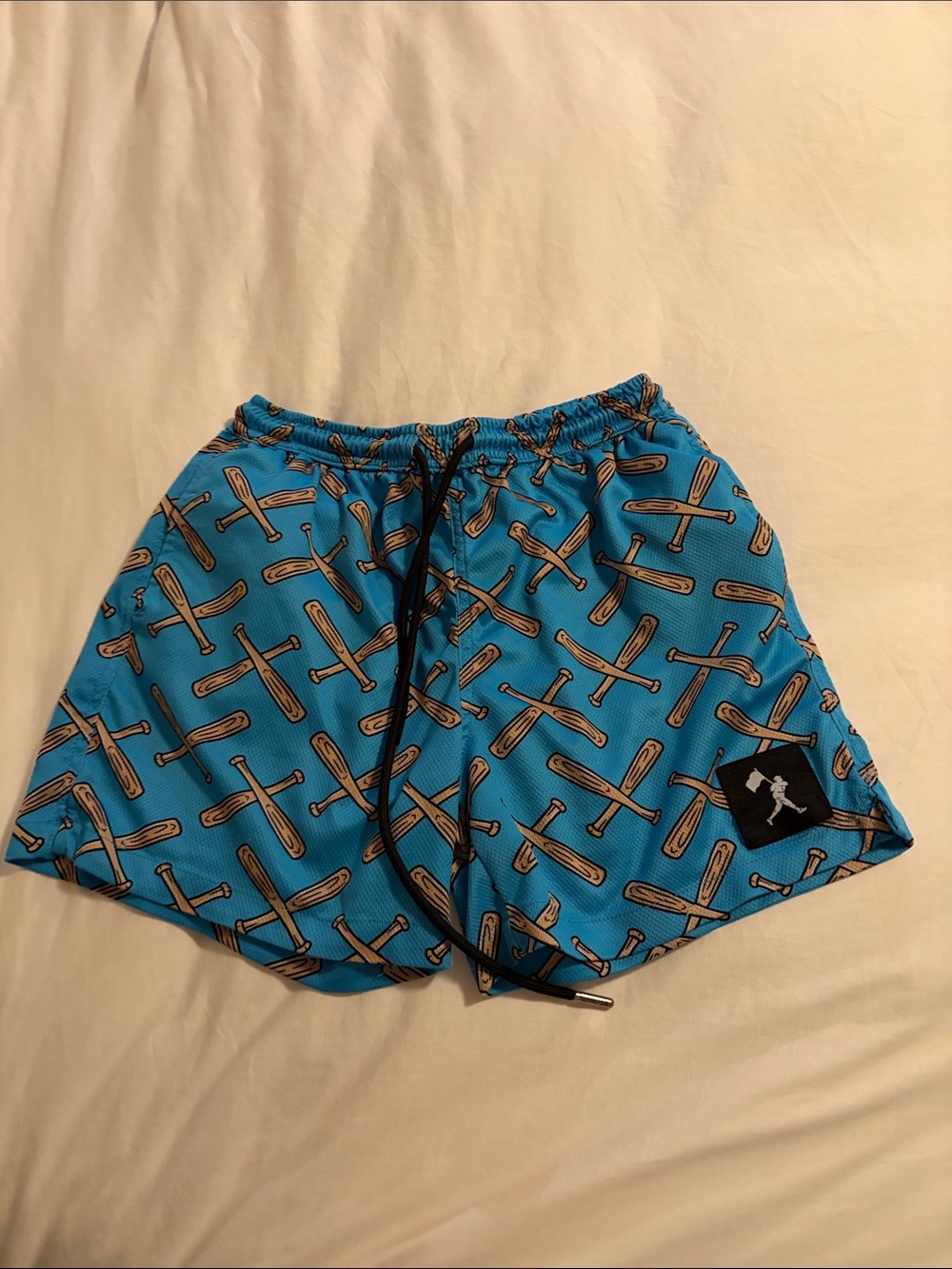 Kids baseballism Blue baseball bat print Athletic Shorts